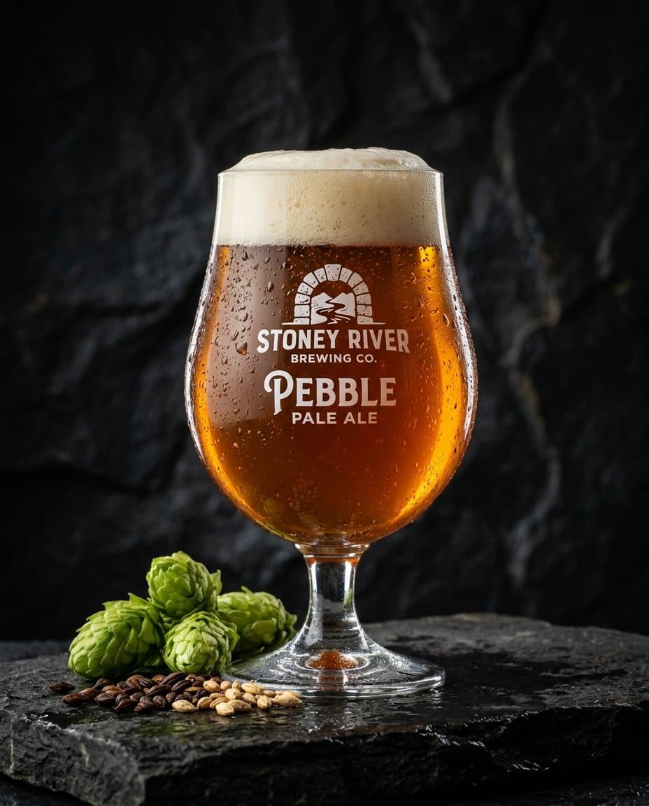Pebble Pale Ale bottle and glass